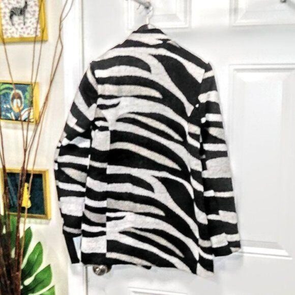 NWOT RD Style Zebra Polyester Wool Blend Coat Unlined S - Picture 8 of 9